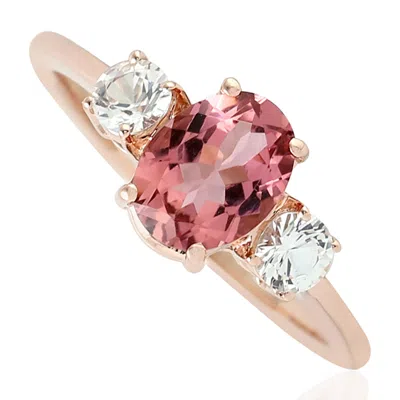 Artisan Women's Pink / Purple / White Rose Gold White Sapphire Pink Tourmaline Ring