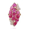 Artisan Women's Pink / Rose Gold / White Statement Marquise Ruby & Diamond Butterfly Ring In 18k Rose Gold In Metallic