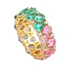 Artisan Women's Pink Sapphire & Tanzanite With Emerald Prong Diamond Band Ring In Gold