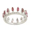 Artisan Women's Pink / White 14k White Gold Marquise Pink Tourmaline And Diamond Crown Ring In Multi