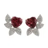 Artisan Women's Pink / White 18k White Gold Pink Tourmaline & Diamond Heart Earrings In Metallic