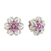 Artisan Women's Pink / White Classic Natural Pink Sapphire & Diamond Stud Earrings In White Gold In Metallic
