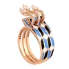 Artisan Women's Pink / White Designer Enamel And Rose-cut Diamond Ring In Rose Gold In Multi