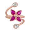 Artisan Women's Pink / White Elegant Pear-cut Ruby & Diamond Spiral Ring In Rose Gold In Multi