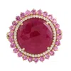 Artisan Women's Pink / White / Gold Ruby & Pink Sapphire Gemstone Pave Diamond Cocktail Ring In 18k Gold In Multi