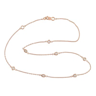 Artisan Women's Pink / White Natural Uncut Diamond Princess Necklace In 14k Rose Gold