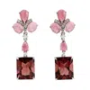 Artisan Women's Pink / White Octagon Pink Tourmaline & Diamond Dangle Earrings In 18k White Gold In Multi