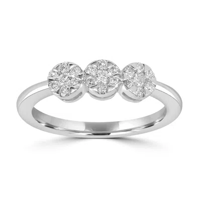 Artisan Women's Prong Diamond Flower Band Ring In White Gold