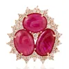 Artisan Women's Red / Rose Gold / White Statement Oval Ruby & Diamond Ring In 18k Rose Gold In Metallic