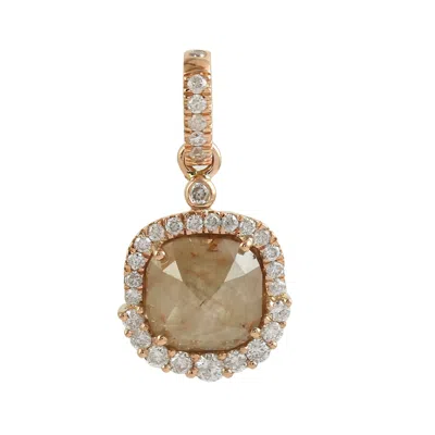 Artisan Women's Rose Gold / Brown / White Ice Diamond Designer Charm Pendant In 18k Rose Gold