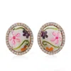 Artisan Women's Rose Gold / Pink 18k Rose Gold Pave Diamond Flower Enamel Mother Of Pearl In Multi