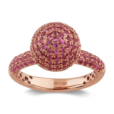 Artisan Women's Rose Gold / Pink 18k Rose Gold Pink Sapphire Pave Dome Statement Ring