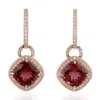 Artisan Women's Rose Gold / Pink / Purple Natural Pink Tourmaline & Diamond Dangle Earrings In Rose Gold