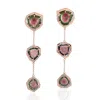 Artisan Women's Rose Gold / Pink / Purple Tourmaline Melon Pave Diamond Dangle Earrings In Rose Gold