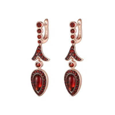 Artisan Women's Rose Gold / Red 14k Rose Gold Garnet & Dangle Drop Earrings