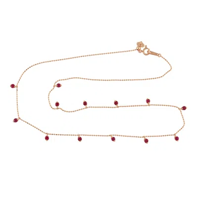 Artisan Women's Rose Gold / Red 18k Solid Rose Gold With Ruby Gemstone Bead Choker Necklace