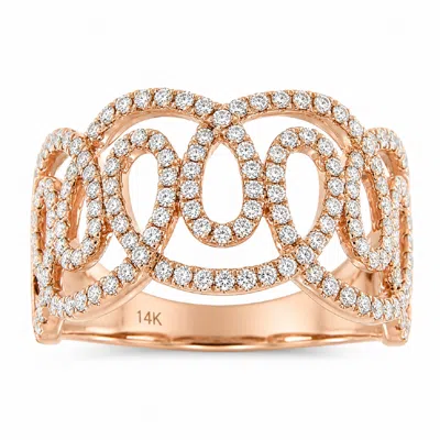 Artisan Women's Rose Gold / White 14k Rose Gold Diamond Openwork Statement Ring