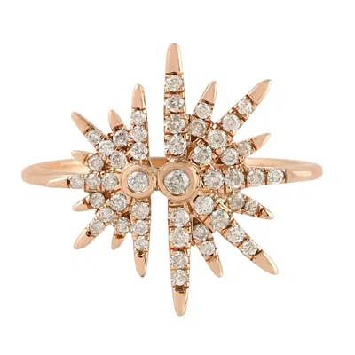 Artisan Women's Rose Gold / White 14k Rose Gold Micro Pave Diamond Starburst Ring In Multi