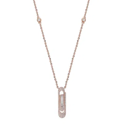 Artisan Women's Rose Gold / White 18k Rose Gold Diamond Geometric Pendant Necklace In Rose Gold/white