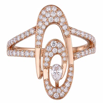 Artisan Women's Rose Gold / White 18k Rose Gold Diamond Orbit Statement Ring In Rose Gold/white