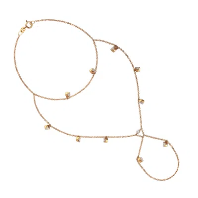 Artisan Women's Rose Gold / White 18k Rose Gold Diamond Slave Bracelet Hand Chain