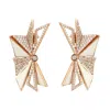 Artisan Women's Rose Gold / White 18k Rose Gold Enamel Designer Dangle Earrings With Micro Pave Diamonds In Multi