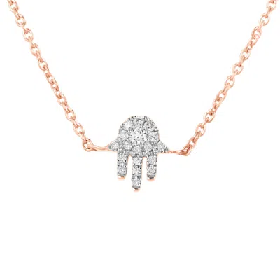 Artisan Women's Rose Gold / White 18k Rose Gold Hamsa Hand Pendant – Natural Diamond Fine Jewelry For Luck & In Multi