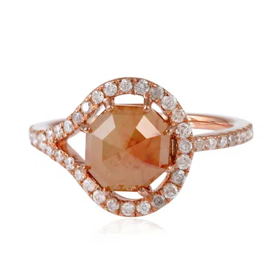 Artisan Women's Rose Gold / White 18k Rose Gold Ice Diamond Ring Handmade Jewelry In Brown