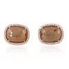 Artisan Women's Rose Gold / White 18k Rose Gold Natural Ice Diamond Stud Earrings In Brown