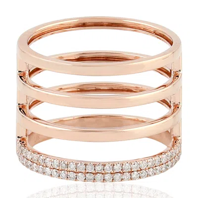 Artisan Women's Rose Gold / White 18k Rose Gold Pave Diamond Band Ring Handmade Jewelry