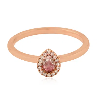 Artisan Women's Rose Gold / White 18k Rose Gold Pink Enamel & Diamond Halo Ring In Multi