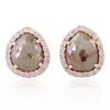 Artisan Women's Rose Gold / White / Brown 18k Rose Gold Stud Earrings With Pear-cut Ice Diamond In Brown