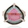 Artisan Women's Rose Gold / White Designer Diamond & Melon Tourmaline Ring In 18k Rose Gold In Pink