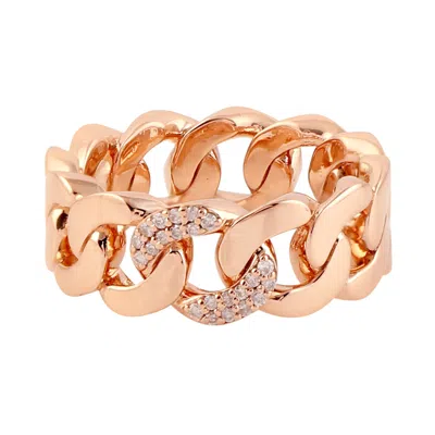 Artisan Women's Rose Gold / White Natural Diamond Chain Band Ring In 18k Rose Gold