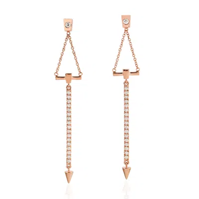 Artisan Women's Rose Gold / White Natural Diamond Drop/dangle Earrings In 18k Rose Gold