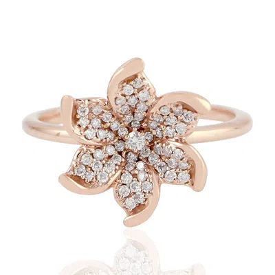 Artisan Women's Rose Gold / White Natural Diamond Floral Cocktail Ring In 18k Rose Gold