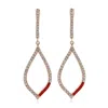 Artisan Women's Rose Gold / White Statement Diamond & Enamel Dangle Earrings In 14k Rose Gold In Metallic