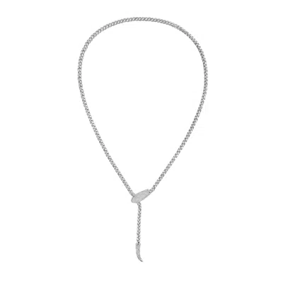 Artisan Women's Serpent Choker Necklace In White Gold With Pave Diamond Accents