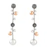 Artisan Women's Silver / Black / White Moonstone & Diamond Statement Dangle Earrings In White Rose Gold In Metallic