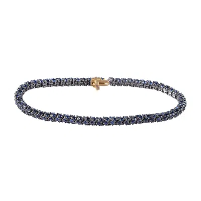Artisan Women's Silver / Gold / Blue Modern Fixed & Flexible Blue Sapphire Bracelet In Gold & Silver
