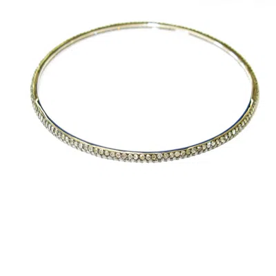 Artisan Women's Solid 14k White Gold With Natural Diamond Bangle