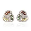 Artisan Women's Statement Baguette-colored Diamond Stud Earrings In White Gold In Silver