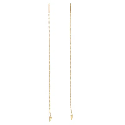 Artisan Women's Statement Minimalist Ear Thread Earrings In Yellow Gold