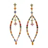 Artisan Women's Statement Multi-colored Sapphire Dangle Earrings In Yellow Gold In Multi