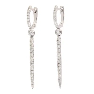 Artisan Women's Statement Spike Huggie Earrings In 14k White Gold In Metallic