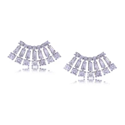Artisan Women's Tapered Baguette Cut Diamond Stud Earrings In White Gold