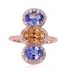 Artisan Women's Three-stone Diamond & Multi-sapphire Ring In Rose Gold In Multi