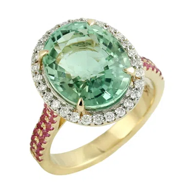 Artisan Women's Tourmaline & Pink Sapphire Pave Diamond Cocktail Ring In Gold
