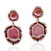 Artisan Women's Tourmaline Melon & Blue Sapphire Diamond Dangle Earrings In Rose Gold