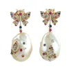 Artisan Women's Unshaped Pearl Chinese & Sapphire Pave Diamond Butterfly Dangle Earrings In Gold In Neutral